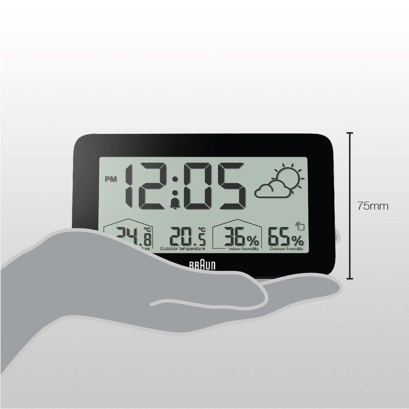 Braun Digital Weather Station Clock with Indoor and Outdoor Temperature