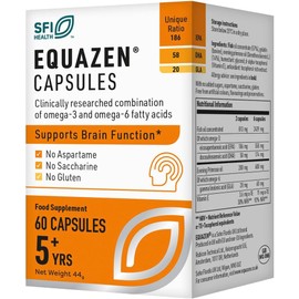 EQUAZEN Capsules | Omega 3 & 6 Fish Oil Supplement | Supports Brain Function | Blend of DHA, EPA & GLA | Suitable for Children 5+ to Adults | 60 Capsules