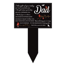 BUoonyer Stake Graves Cemetery Decorations - Dad Metal Memorial Grave Markers, Father Garden Graveyard Sympathy Plaque, Cardinal Birds Remembrance Graveside Burial Decor Sign for Outdoor Outside Yard