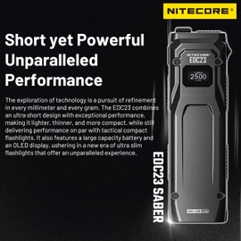 Nitecore EDC23 2500 Lumen Ultra Slim Pocket Tactical EDC Flashlight