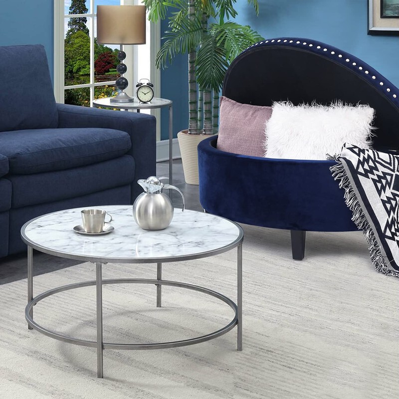 Joveco Storage Bench Half Moon PU Leather Button Tufted Ottoman