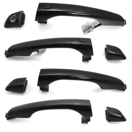 Otois 8Pcs Black Exterior Door Handle Keyless Entry Smart Key Type Set for Hyundai Elantra 2017 2020