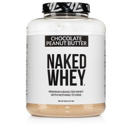 Naked Whey Chocolate Peanut Butter Grass Fed Whey Protein Powder, No GMO, No Soy, and Gluten Free, Aid Growth and Recovery - 52 Servings