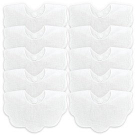 EllieHouse EllieHouse Baby Bibs for Girls Boys 10 Pack White Drool Teeth Drooling Teething Bibs Muslin Cotton Absorbent Soft Bibs for Infant Toddler Essentials