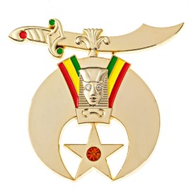 Shriner with Rhinestone Masonic Auto Emblem - [Gold & Color][3'' Wide]
