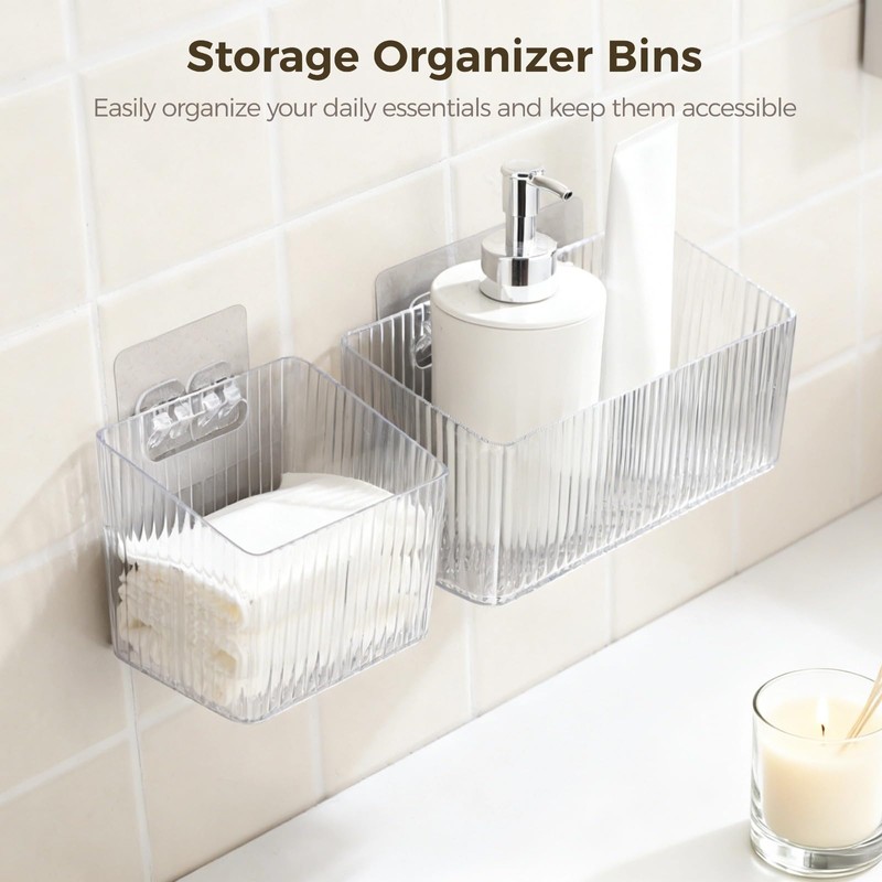 12 Pcs Storage Organizer Bins, Wall-Mounted Storage Baskets with Self-Adhesive