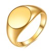 MYNENEY Stainless Steel Round Shape Classical Simple Plain Wedding Engagement Statement Pinky Band Signet Rings for Men Women Size 4-15 (Gold, 7)