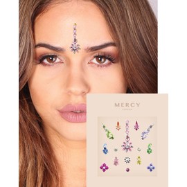 Floral Colour Bindi ✮ Crystal Indian Bindi Face Jewels Gold Multi Packet