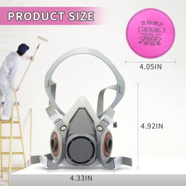 (4 Set) Respirator mask with Filters Set - Reusable Half Facepiece Cover with 4pcs 2097 Filter and Earplugs for Paint, Epoxy Resin, Fumes, Woodworking, Organic Vapor Gas Perfect for House DIY Project