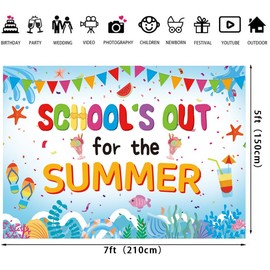LTDKAEN School's Out for The Summer Backdrop End of School Year Backdrop Summer Party Photography School Graduation Party Supplies(7x5FT)