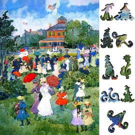 Wooden Jigsaw Puzzle for Adults - Uniquely Shaped Pieces - Made in The USA by FoxSmartBox - 212 Pieces - Franklin Park Boston