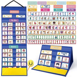 Visual Timetable 132 PECS Cards Weekly Behaviour Charts for Children, Now and Next Autism Sensory Equipment Magnetic Tile Board for Home School ADHD ASD