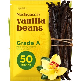 Gya Labs 50 Madagascar Vanilla Beans for Making Vanilla Extract, Baking - Grade A - 5-7 Inches (12 to 15 CM) long, Caviar Rich, Flavorful Fresh Pods