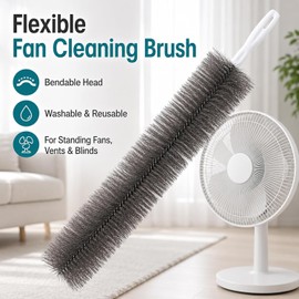 Bendable Microfiber Head Fan Cleaning Brush, Reusable Washable Duster with Flexible Dust Remover, Microfiber Brush for Ceiling Fan Blades Air Vents Blinds Curtains Car Vents and Home Gaps (Grey,4Pcs)