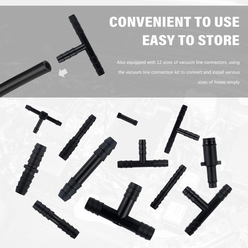 Multipurpose Vacuum Line Kit,6Pcs 5Ft Vacuum Hose Automotive+64P