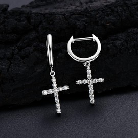 AINUOSHI Earrings Cross 925 Silver Moissanite Jewellery Gifts for Women Mum Girlfriend, 2017