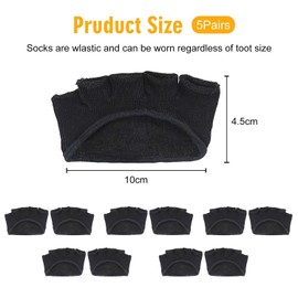 CWPFVQA 5 Pairs Women's Open Toe Socks, Invisible Forefoot Socks, Yoga Socks, Dance Socks, Toe Protection Socks (Black), black