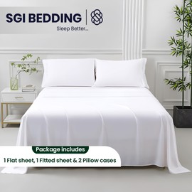 Hotel Quality Luxury Queen Sheet Set 4 Piece – 100% Organically Grown Bamboo Viscose, Ultra Soft, Cooling & Moisture-Wicking, 18-Inch Deep Pocket, Premium White Sheets