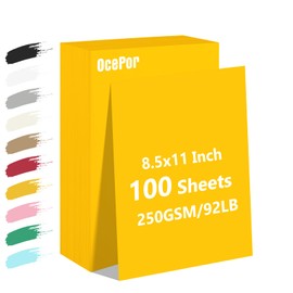 100 Sheets Yellow Cardstock Paper, Colored Printer Paper 8.5 x 11, Thick Construction Paper for Cards Making, Scrapbook，Office Printing, Invitations, Certificates，DIY Crafting 92 lb/250gsm