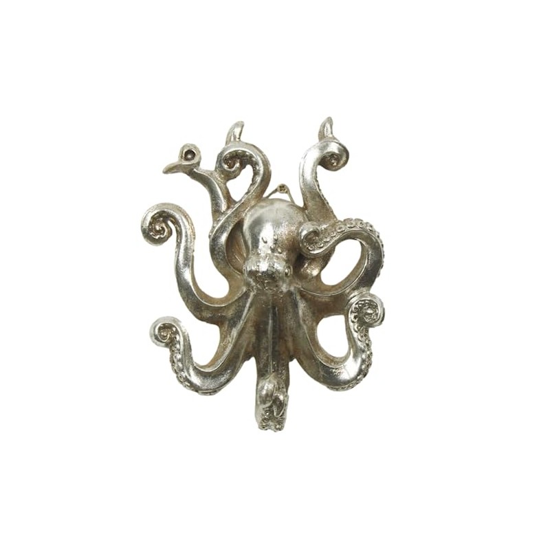 Fyne-Finds Octopus Silver Resin Wall Hanging Single Hook Coat Scarf