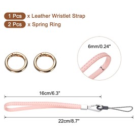 sourcing map Smooth Leather Wristlet Strap, Prevent Drop Wrist Lanyard Straps for Clutch Cellphone Keychain Wallet Purse (Pink)