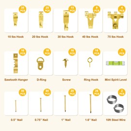 FUZANWJ 330pcs Picture Hangers Kit - Holds 10-75lbs, With Hanging Wire, Ring Hooks, D Rings, Sawtooth Hangers for Frame, Canvas, Mirror Decoration