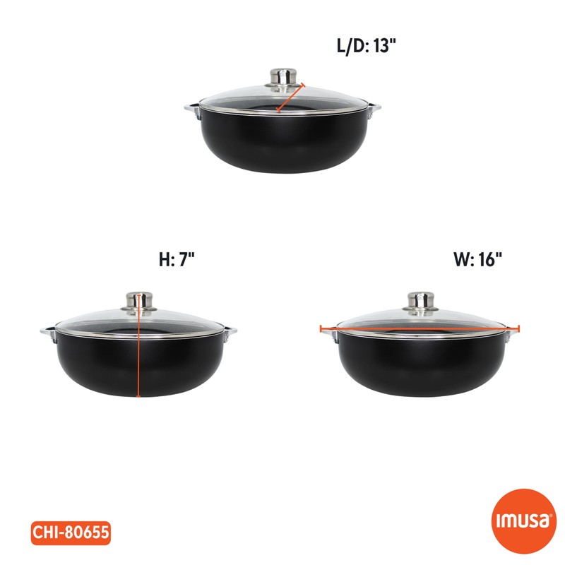 IMUSA 9Qt Bistro Ceramic Nonstick Caldero/Dutch Oven with Glass Lid,