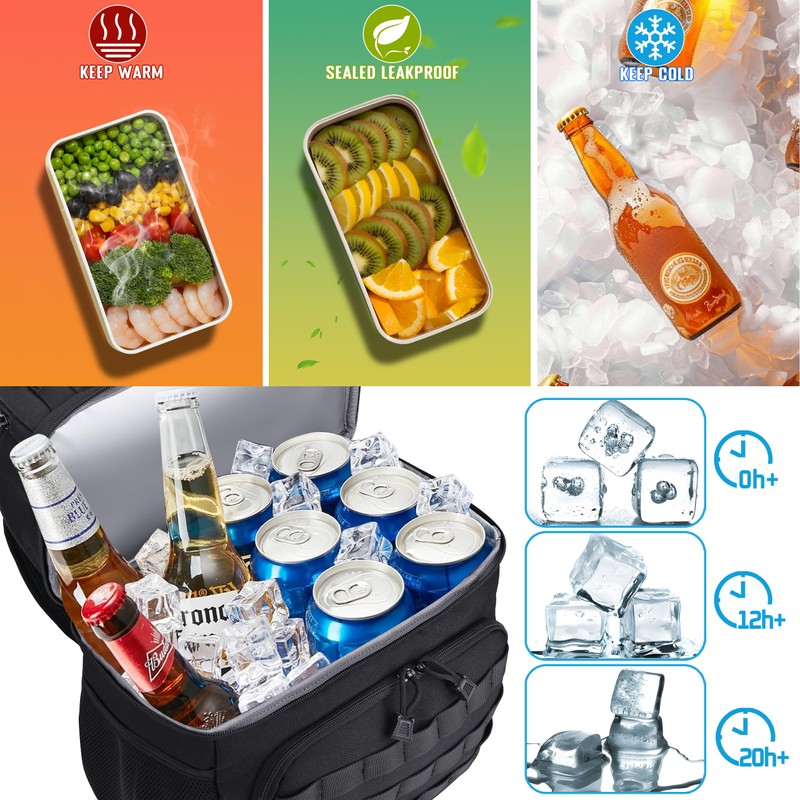 MOZETO Lunch Backpack for Men, Tactical Inspired Double Deck Cooler