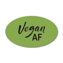 CafePress Vegan AF 20"x12" Oval Wall Decal, Vinyl Wall Peel, Reusable Cling