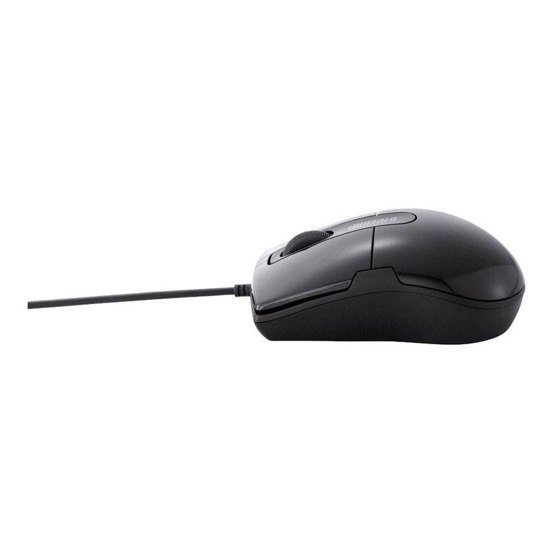 BUFFALO BSMBU26SSBK Wired Blue LED Mouse, Quiet, 3 Buttons, Small,