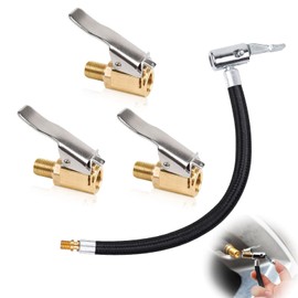 xlwen Brass Car Valve Adapter, Pack of 4 Tyre Inflation Hose, Car Valve Adapter, Tyre Inflator Hose Adapter, Car Valve Lever Plug Air Chuck for Car, Truck, Tyre Inflator etc., 8 mm