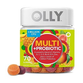 OLLY OLLY Multi + Probiotic Adult Multivitamin Gummy, 1 Billion CFUs, Digestive and Immune Support Chewable Supplement, Tropical Twist, 35 Day Supply - 70 Count