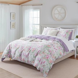 HoneiLife Wildflower Duvet Cover King - 100% Cotton Comforter Cover Sets, 3-PC Soft & Breathable Floral Duvet Cover Sets, Botanical Duvet Cover with Zipper Closure & Corner Ties, Lively Spring