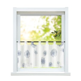 ESLIR Modern Bistro Curtain with Loops Kitchen Curtains Transparent Dandelion Pattern Short Curtain Voile 1 Piece, 100 % polyester, Dandelion pattern, HxB 60x120cm