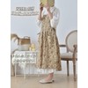 LeafIn Women's Flower Pattern Apron One-Piece Cotton 2-Way Pocket Long