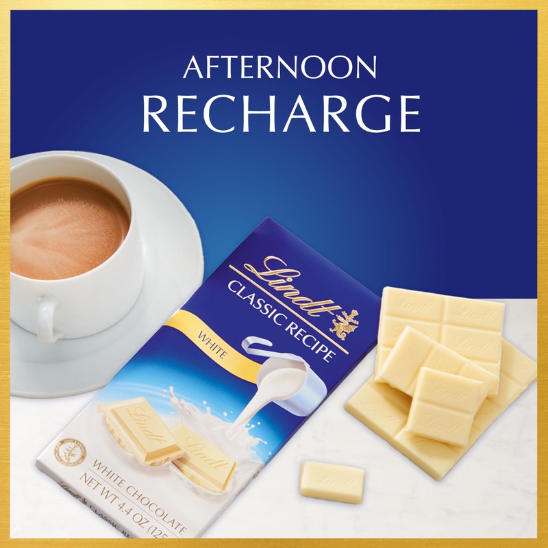 Lindt CLASSIC RECIPE White Chocolate Bar, White Chocolate Candy, 4.4