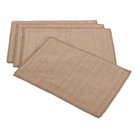 Saro Lifestyle Whip Stitched Design Cotton Placemat (Set of 4), Natural, 13"x19"
