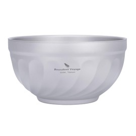 iBasingo Double-Walled Titanium Bowls 500 ml & 800 ml Oatmeal Food Rice Soup Bowl Ultralight Portable Tableware Outdoor Camping Metal Bowl (800 ml Ti1169T)