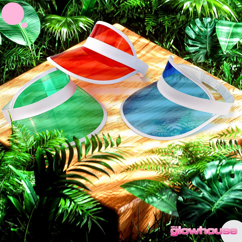 Unisex 80s Style Retro Neon Sun Visor Hat Headband Cap