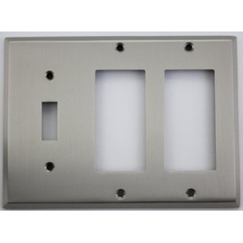 Satin Nickel 3 Gang Wall Plate 1 Toggle 2 GFI/Rocker