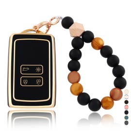 OFF WE GO Car Key Case Key Cover for Renault Dacia Duster Captur Kadjar Espace Megane Kangoo Arkana Arcan Key Cover with Key Fob Key Protection Case Black Gold