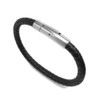 Loralyn Designs Unisex Black Braided Genuine Leather Bracelet with Stainless
