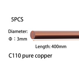 Euogeudel 5PCS Pure Copper Round Rod Length 15.7" Dia 1/8" for grounding, Gardening, and Crafts etc.