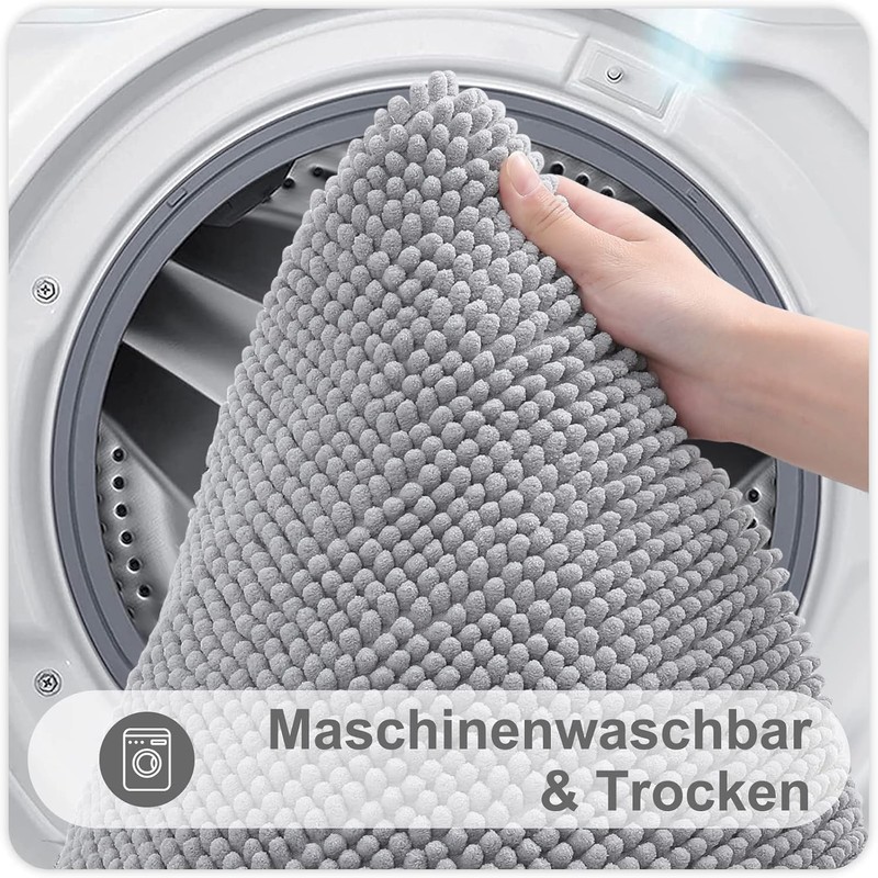 Homaxy Chenille Bathroom Rug, Non-Slip Bath Mat, Washable Bath Mat,