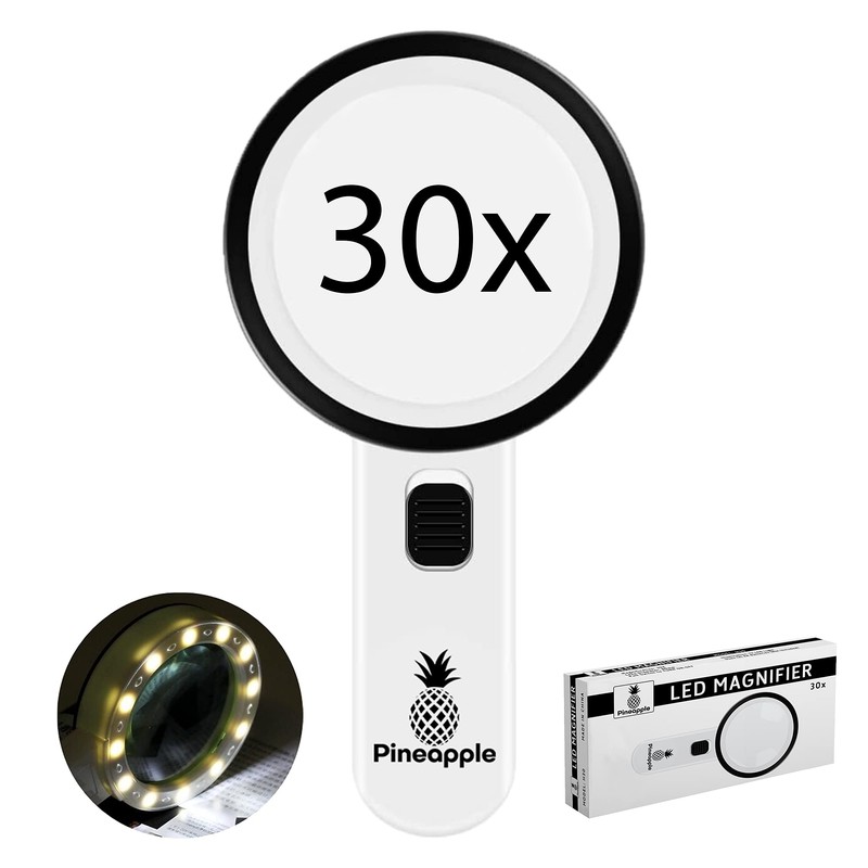 Magnifying Glass with Light, 30X Handheld Large Magnifying Glass for
