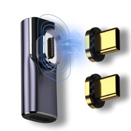USB 4.0 Type C Magnet Conversion Adapter, PD Charging, 100W, 40Gbps Transfer, 8K Video Output, L-Shape, Type C, Thunderbolt 3 Compatible, Data Transfer, USB C Terminal Adapter, Rapid Charging