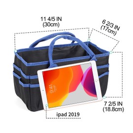 Jjring Craft and Art Organizer Tote Bag - 600D Blue Nylon Fabric Art Caddy with Pockets - for Art, Craft, Sewing, Medical, and Office Supplies Storage