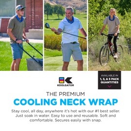 KOOLGATOR Evaporative Cooling Neck Wrap – Reusable Neck Cooler with Long Lasting Relief During Hot Weather Activities, Sports, & Outdoor Work, Golf Tees, 1 Pack