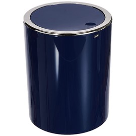 MSV Bathroom Series "Aspen" Design Cosmetic Bin with Swing Lid 6 litres Diameter x Height Approx. 18.5 x 26 cm Pastel Dark Blue