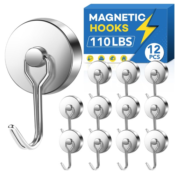 LOVIMAG Strong Magnetic Hoooks, 110LBS Swivel Earth Magnet Hooks Metal